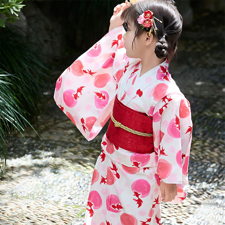 楽天市場】金魚柄 浴衣 女の子 浴衣 女児 可愛い ゆかた 淡桃色 桜色 