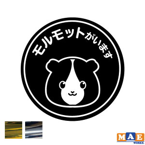 金銀メッキカラー モルモットがいます カッティングステッカー 玄関 ポスト 表札 開閉注意 脱走防止 防犯 飛び出し注意 モル モルモット ペット 案内 表示 セキュリティ petcut-03m