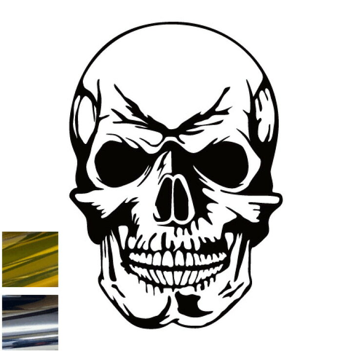 楽天市場 金銀メッキカラー トライバルカッティングステッカー スカル ドクロ 骸骨 頭蓋 髑髏 タトゥー風 クールデザイン かっこいい マエワークスオリジナル Ts 09m ステッカー 看板のマエワークス