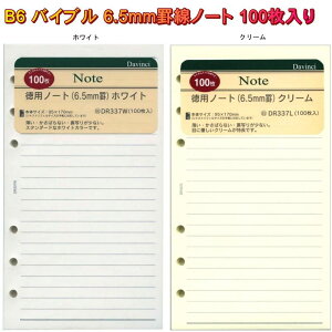 システム手帳 リフィル バイブル 徳用ノート 6.5mm罫線 100枚入り ホワイト アイボリー B6 聖書サイズ 6穴 レフィル ダヴィンチ DR337 【ネコポス便対応】