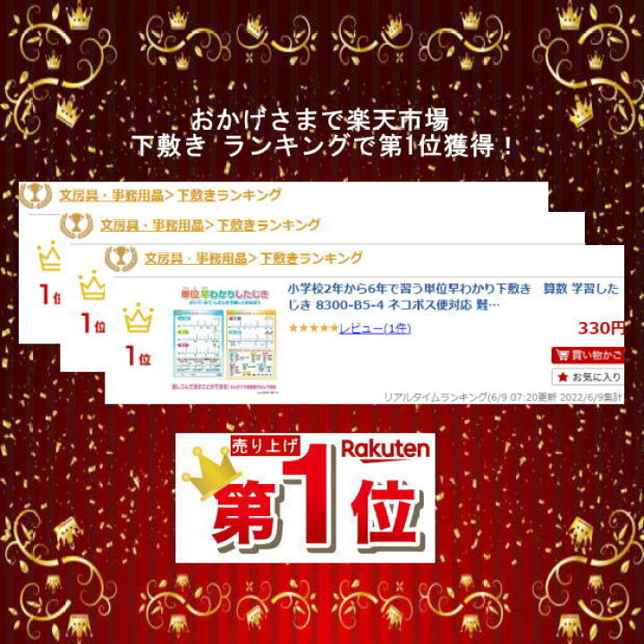 楽天市場 楽天1位 単位早わかり下敷き 算数 学習したじき 小学校2年から6年で習う 面積 体積 容積 難しい単位の暗記に最適00 B5 4 ネコポス便対応 文具マーケット 楽天市場店