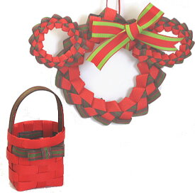 クリスマス飾り手作りキット かわいいクリスマスリース　簡単　手芸用紙バンド クラフトバンド 人気 ハンドメイド トライアルキット xmas　クリスマス飾り玄関　赤と緑　リボン付　クリスマス　オーナメント　初級　初心者　親子で楽しむ　作り方説明書と材料