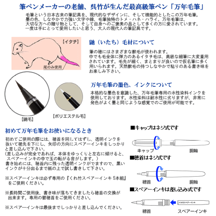 楽天市場】呉竹 万年毛筆 スターリーナイト ブラック : 文具