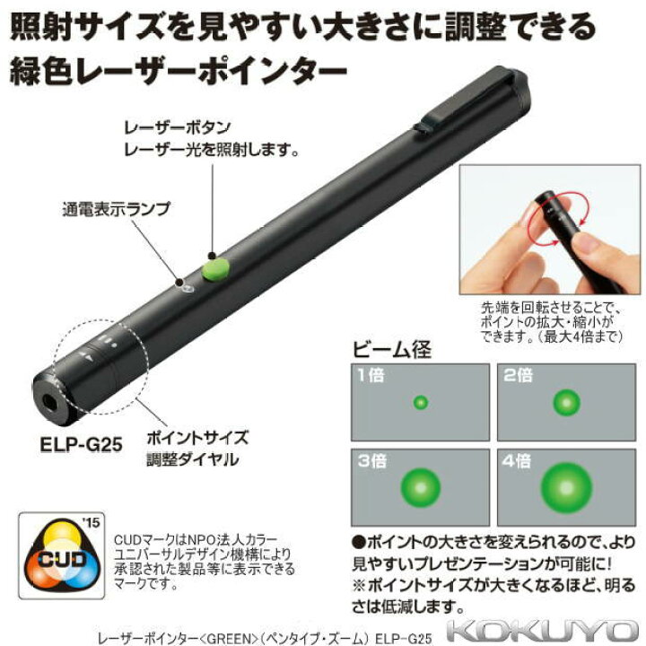 楽天市場】コクヨ レーザーポインター 緑 小型 プレゼン : 文具 