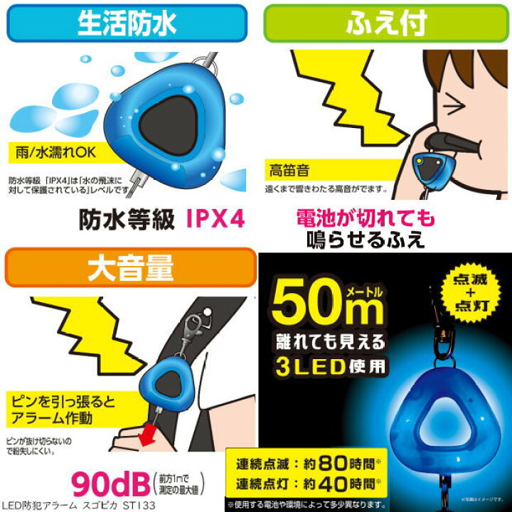 484円 【在庫一掃】 クツワ 防犯ブザー スゴピカ ブルー ST133BL 484円 【在庫一掃】 クツワ 防犯ブザー スゴピカ ブルー ST133BL