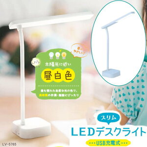 スリムLEDデスクライト USB充電式 リビガク 集中力 コンパクト 小学生 LV-5765