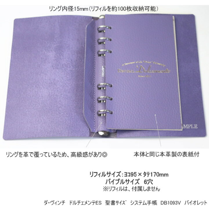 楽天市場】システム手帳 バイブル 本革 6穴 B6 聖書サイズ ドルチェ 