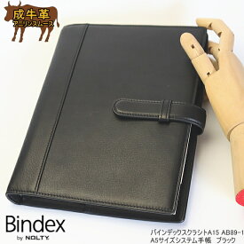 バインデックス システム手帳 A5サイズ 6穴 本革 ブランド　ブラック　黒