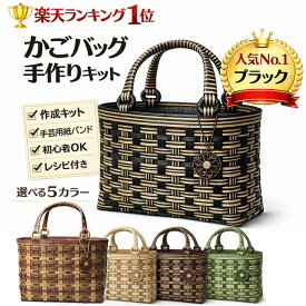 【楽天1位】かごバッグ 手作りキット クラフトバンド レシピ付き 初心者OK 大人おしゃれ 手芸用紙バンド ハンドメイド バスケット バッグ 人気 ハンドメイド トライアルキット 黒 緑 茶 こげ茶 ベージュ