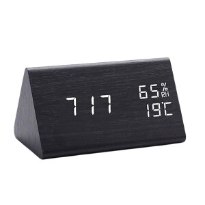 デジタル時計 シンプル 木目調 置き時計 三角 ナチュラル 置時計 北欧 時計 おしゃれ 目覚まし時計 かわいい インテリア雑貨 木 自然 コードレス LED アラーム