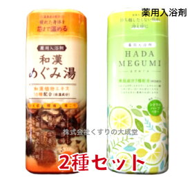 16時までのご注文当日発送 めぐみ湯 2個セット 和漢めぐみ湯 ヒノキの香り 500g 1個 はだめぐみ シトラスハーブの香り 500g 1個 薬用入浴剤 医薬部外品 富山めぐみ製薬