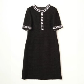 MAGGY/MALHIA KENT ファンシーツイード 半袖ワンピース[ピンク黒]ginzamaggy 銀座 マギー 銀座maggy MAGGY ギンザマギー ぎんざまぎー 送料無料 トレンド レディース ファッション 20代 30代 40代 プレゼント ギフト ラッピング無料 sale SALE セール