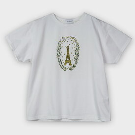 OfSTYLE/【手洗い可】エッフェル塔×ミモザ オリジナル Tシャツ[ホワイト]ginzamaggy 銀座 マギー 銀座maggy MAGGY ギンザマギー ぎんざまぎー 送料無料 トレンド レディース ファッション 20代 30代 40代 プレゼント ギフト ラッピング無料 sale SALE セール