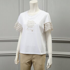 super beauty/【手洗い可】胸元花刺しゅう 袖ボーダー柄 フリル Tシャツ[全2色]ginzamaggy 銀座 マギー 銀座maggy MAGGY ギンザマギー ぎんざまぎー 送料無料 トレンド レディース ファッション 20代 30代 40代 プレゼント ギフト ラッピング無料 sale SALE セール