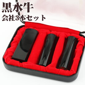 会社印鑑セット 会社代表印・銀行印・角印 社判 個人事業主 会社設立セット 法人印鑑3セット「印鑑証明 登記 文房具 個人事業主 請求書 領収書」黒水牛3本セット寸胴実印18.0mm+寸胴銀行印16.5mm+角寸胴21.0mm 高級印鑑ケース付 宅配便（GN）