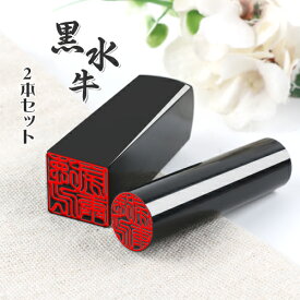 印鑑 はんこ 名前 ハンコ 送料無料 個人印鑑セット 個人角印 2本 実印 女性 実印 男性 銀行印 認印 送料無料 印鑑セット 実印 銀行印 認印 印鑑ケース付き 黒水牛[極上]実印+認印 2本セット 専用ケース付き サイズ選べる 宅配便発送