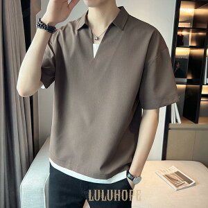 ポロシャツ メンズ 半袖 接触冷感 重ね着 Vネック ゴルフウエア スポーツ 運動着 吸汗速乾 暑さ対策 薄手 無地 夏 父の日 ゆったり 40代