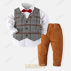 子供服 ベビー服 フォーマル スーツ ベスト 長袖Tシャツ 長袖 ロンT パンツ スーツ トラッド 蝶ネクタイ付き 男の子 ベビー キッズ 男児