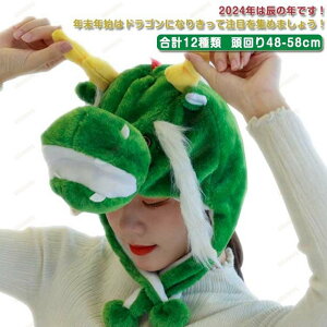 かぶりもの かわいい 干支 帽子 辰 龍 被り物 竜 着ぐるみキャップ 2024年 十二支 アニマルハット ドラゴン コスプレ アニマル帽子 可愛い ぬいぐるみ 龍の帽子 暖かい 恐竜 辰年 動物 仮装 新