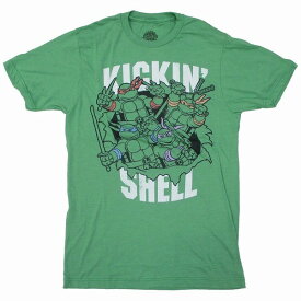 タートルズ Tシャツ KICKIN' SHELL【Ninja Turtles Tシャツ ティーンエイジ ミュータント グリーン 緑 半袖 tシャツ】S M Lサイズ ネコポス発送 マジックナイト TM29928