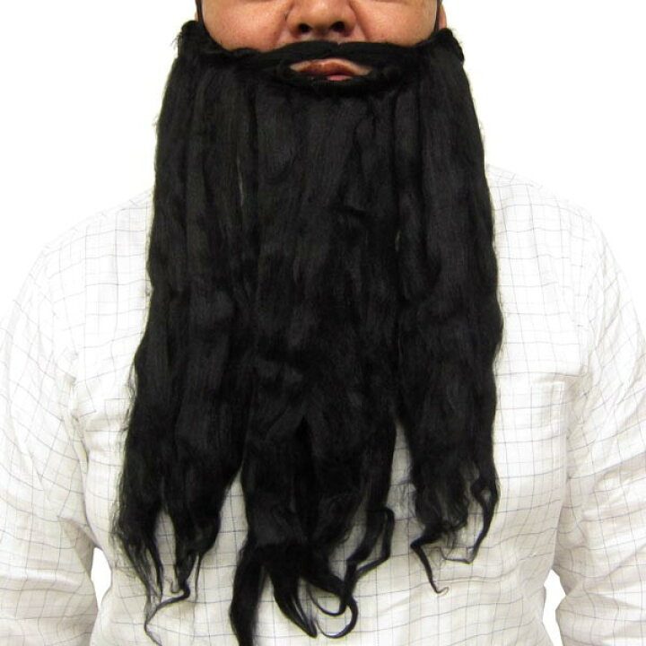 コスプレ モッサリしたヒゲ 黒髭 ゴム付き 白髭 2個セット