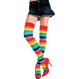 4874 Rainbow Acrylic Thigh Hi【タイハイソックス ハロウィン 虹色 レインボー ストライプ 仮装 コスプレ 小物 グッズ】 ネコポス発送可 1p240円 マジックナイト ML4874