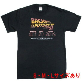 BTF The Future is Here 黒【バックトゥザフューチャー Tシャツ タイムマシン デロリアン 2015年10月21日】S M Lサイズ ネコポス発送 マジックナイト UNI1015