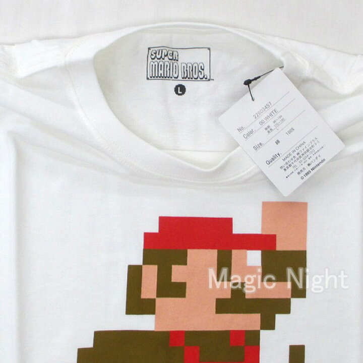 楽天市場】スーパーマリオ半袖Tシャツ ドットマリオ ホワイト【マリオ 