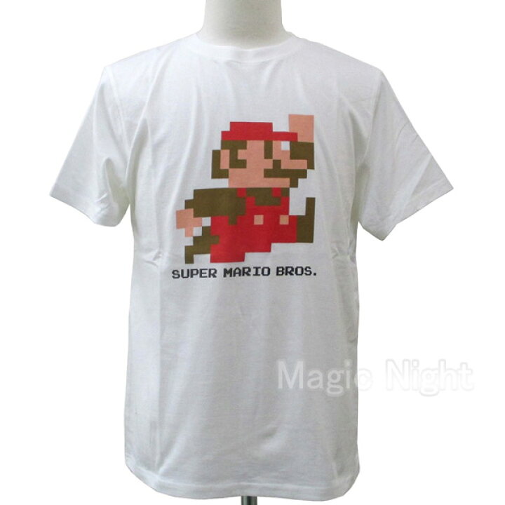 楽天市場】スーパーマリオ半袖Tシャツ ドットマリオ ホワイト【マリオ 