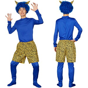 スーパー青鬼セット【オニ おとぎ話 昔ばなし 衣装 コスプレ 仮装 鬼パンツ アフロ 節分 豆まき】マジックナイト CS901402