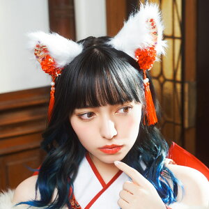 和柄カチューシャ 白猫【猫耳カチューシャ ねこみみカチューシャ ハロウィン コスプレ 仮装 かわいい 和風 ヘアアクセサリー 動物 アニマル cat ホワイト レディース 女性用 大人用】小型宅