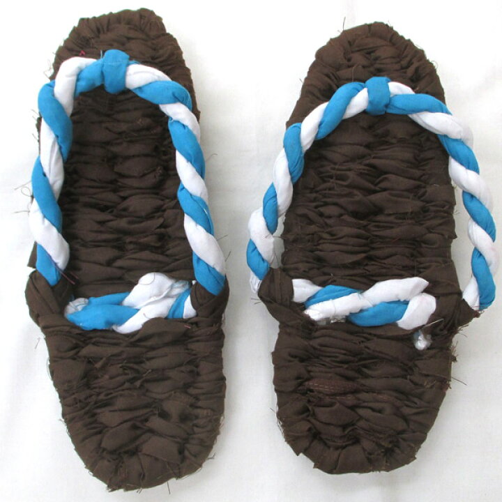 楽天市場】手作り カラーわらじ 茶色 26cm【布ぞうり 男性用  