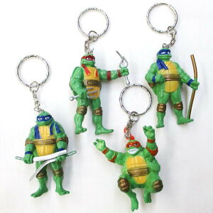 タートルズ フィギュアキーチェーン4pセット【ニンジャタートルズ キーホルダー レオナルド ラファエロ ミケランジェロ ドナテロ】定形外発送可1p450円 マジックナイト UI44711