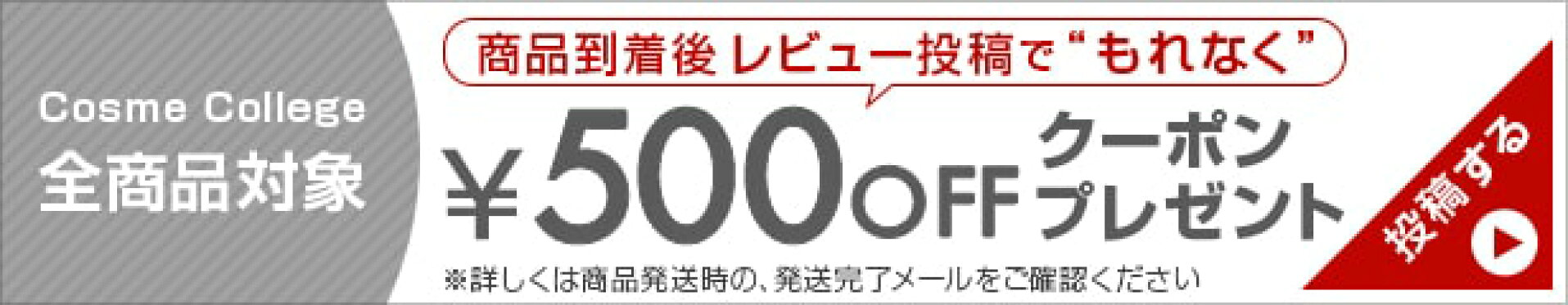 レビュー投稿でもれなく500円OFFクーポンプレゼント