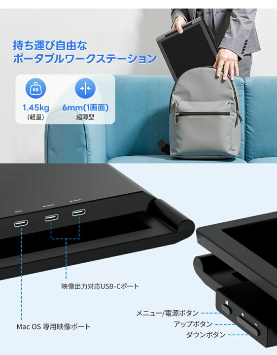 楽天市場】【専用手提げバッグ付き】デュアルディスプレイ 14インチ 