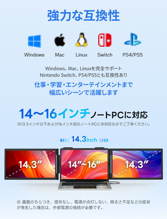 楽天市場】【専用手提げバッグ付き】デュアルディスプレイ 14インチ 