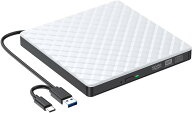 CD DVDドライブ 外付けDVDドライブ USB-A USB3.0 type-c 両対応 両接続 DVDプレーヤー CDプレーヤー Wind…