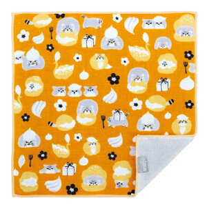 【シュークリームとマヌルネコ】+imaプラスイマハンカチ 今治うまれ 日本製ガーゼハンカチ   *6枚まで1梱包ポスト投函(8枚以上で送料無料)