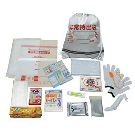 【防災セット】非常持出しセット 反射テープ付非常袋 16点セット ナカガワ / 防災グッズ 防災バッグ 防災用品 地震対策 災害対策 大雨 防寒 防災ガイド 給水バッグ
