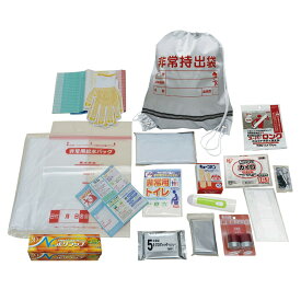 【防災セット】非常持出しセット 反射テープ付非常袋 18点セット ナカガワ / 防災グッズ 防災バッグ 防災用品 地震対策 災害対策 大雨 防寒 防災ガイド 給水バッグ