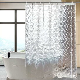 3D　シャワーカーテン透明 幅90cm　幅120cmビニール 防カビ 防水 間仕切り 浴室 お風呂 洗面所 90cm×180cm 120cm×180cmEVA製 フックリング付き