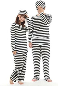 囚人服　帽子　ズボン　長袖　宴会グッズ パーティーグッズ 大人 イベント ハロウィーン かぼちゃ イラスト ハロウィンパーティー　ゲーム　コスプレ