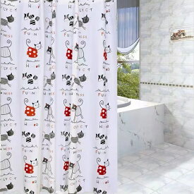 シャワーカーテン 150×180cm 防水 防カビ バスカーテン お風呂用カーテン かわいい猫柄