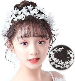 髪飾り ヘッドドレス　パールとお花の ヘアアクセサリー 手作り パール 子供 花冠 花嫁 結婚式 成人式 入学式 髪留め 披露宴 卒業式 写真撮影 ヘアピン