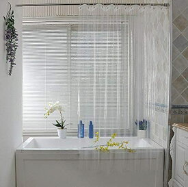 シャワーカーテン透明 ビニール 防カビ 防水 間仕切り 浴室 お風呂 洗面所 180cm×180cm EVA製 フックリング付き