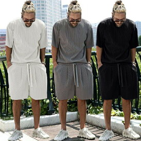 メンズセットアップ 夏向け 半袖ショーツ上下 カジュアルスポーツ 部屋着 外出着 父の日ギフト おしゃれ 30代40代50代 快適 涼感 3色展開 運動 休日