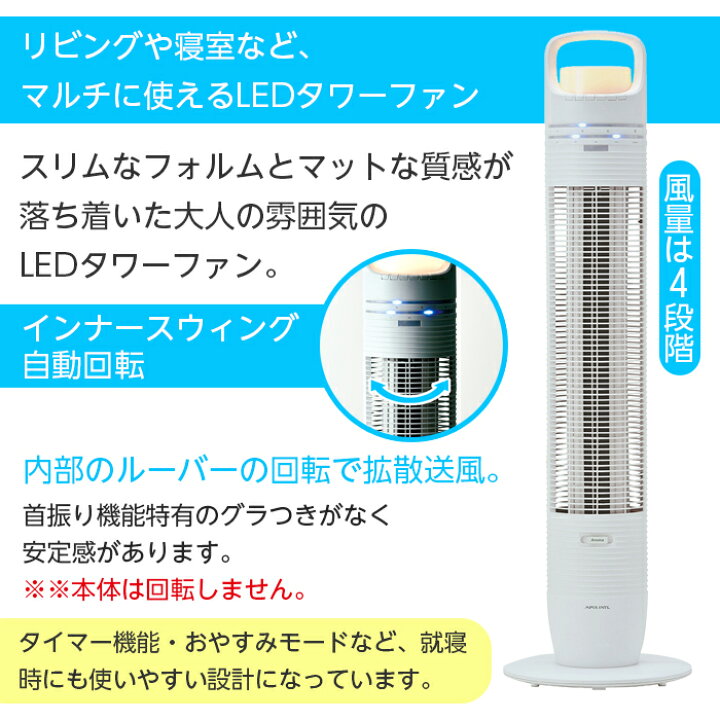 楽天市場】扇風機 LED タワーファン おしゃれ スリム タワー リモコン 