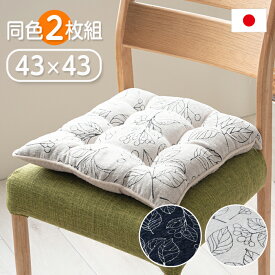 ブラン シートクッション 2枚組 クッション 43×43 日本製 洗える いす用 イス用 椅子用シート 滑り止め おしゃれ イケヒコ