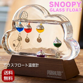 スヌーピー snoopy ガラスフロート温度計 ガリレオ温度計 クラウド PEANUTS ピーナッツ 置物 オブジェ 雲 サイエンス雑貨 ナチュラル おしゃれ 北欧 ウッドストック