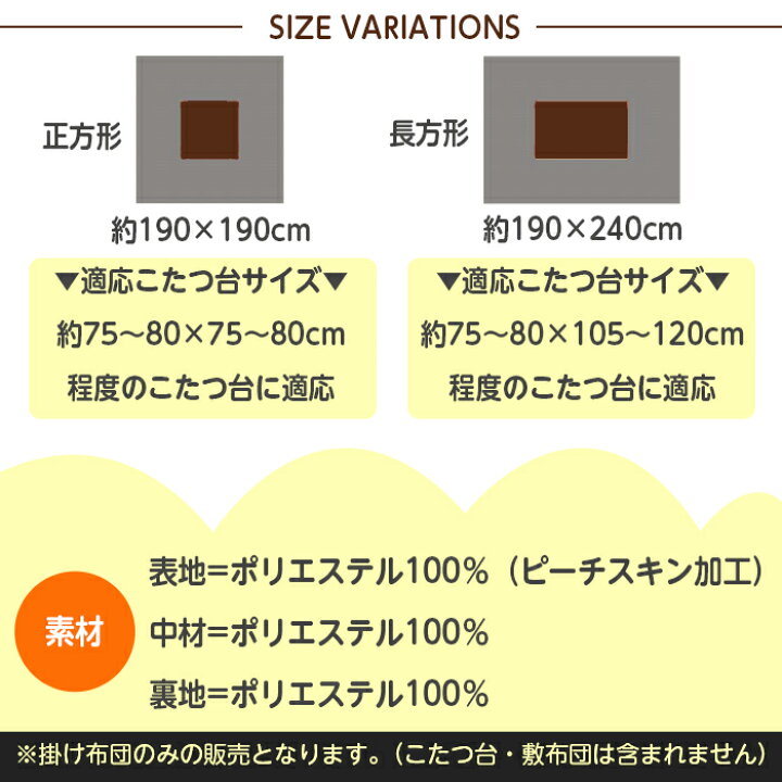 楽天市場】こたつ布団 掛け布団 洗える 大判 正方形 190×190 北欧  